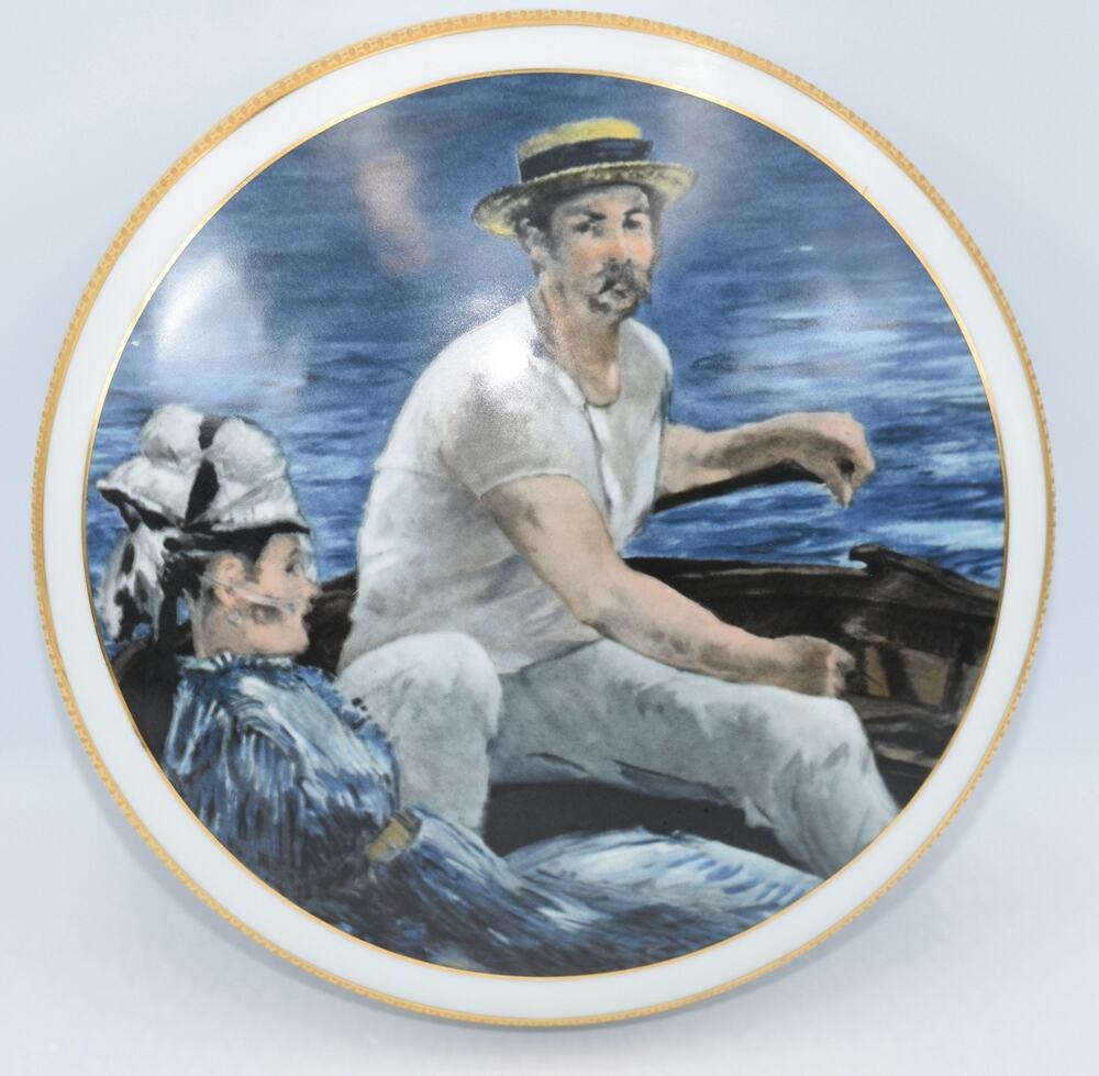 LIMOGE FRANCE MNP Edouard Manet " Boating" Trinket Candy Lidded Porcelain Box